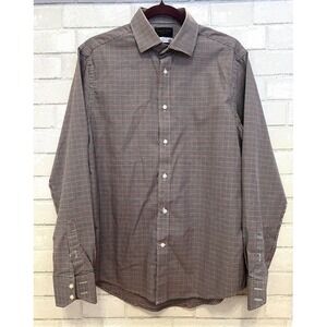 Thomas Dean Collection Men's Button Down Shirt Long Sleeve Gingham Check Size M